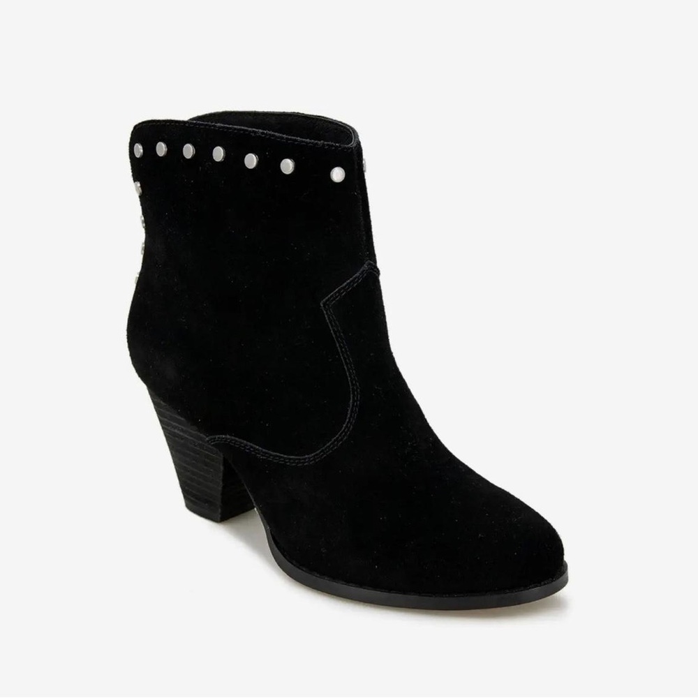 Splendid Esmae Black Suede Studded Block Heel Ankle Boots - NWT